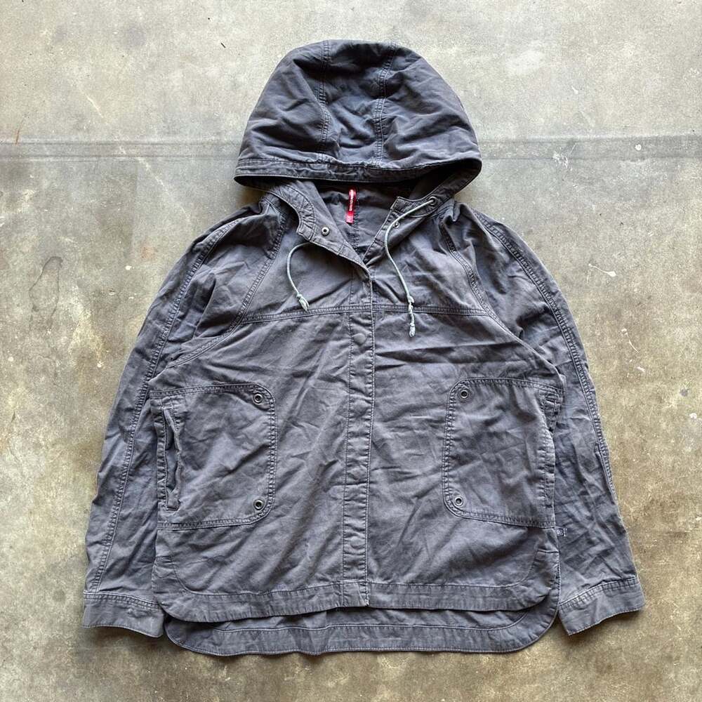 Y2K Unionbay Utility Jacket Size XL Gray Hooded Parka Cotton